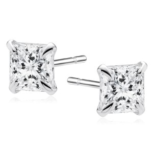 Cercei argint cu piatra Princess Cut 5 mm DiAmanti  1CK5ER_W-DIA (Argint 925‰ 0,8 g.)